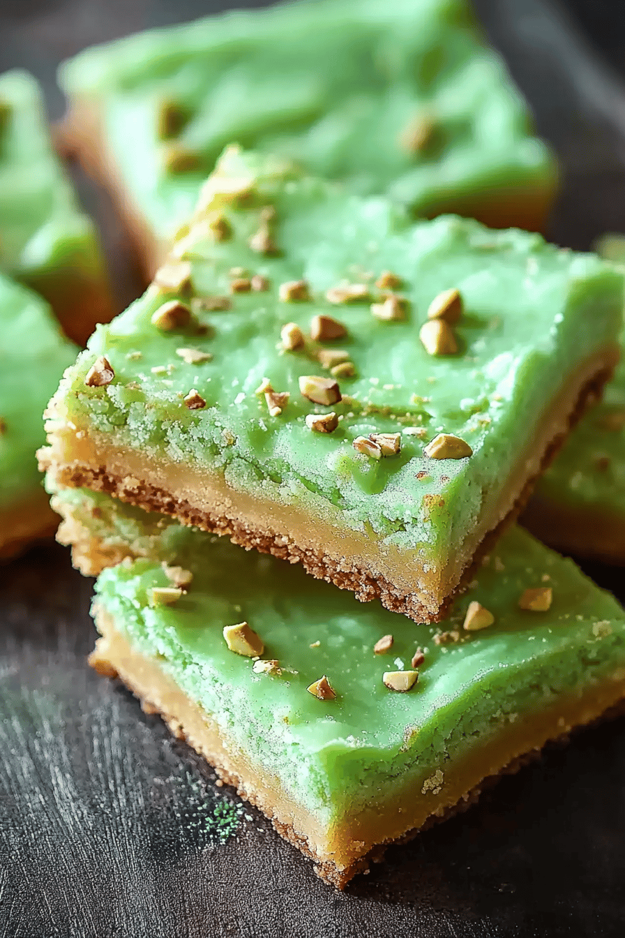 7-Layer Pistachio Cookie Bars final dish beautifully presented and ready to serve