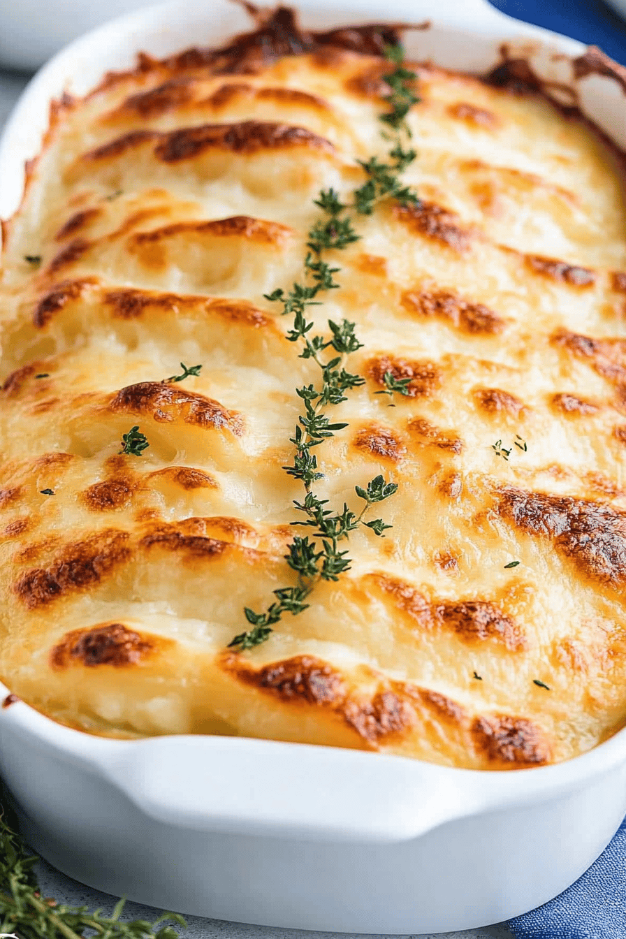 Au Gratin Potatoes ingredients organized and measured on kitchen counter
