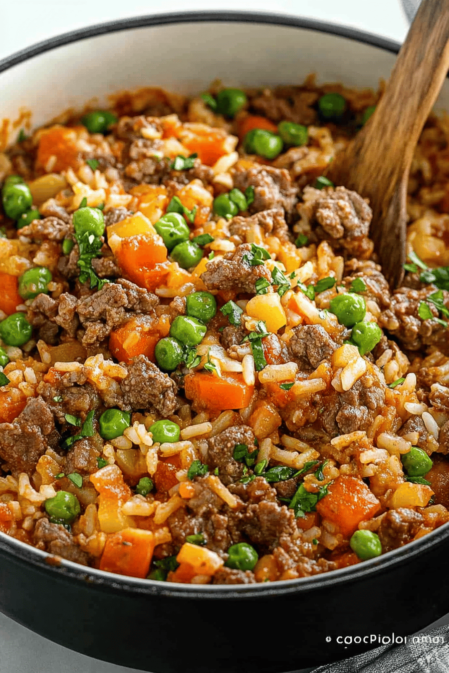 Beef and Rice Recipe slice on plate showing perfect texture and swirl pattern