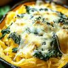 Cheesy Garlic Spinach Spaghetti Squash