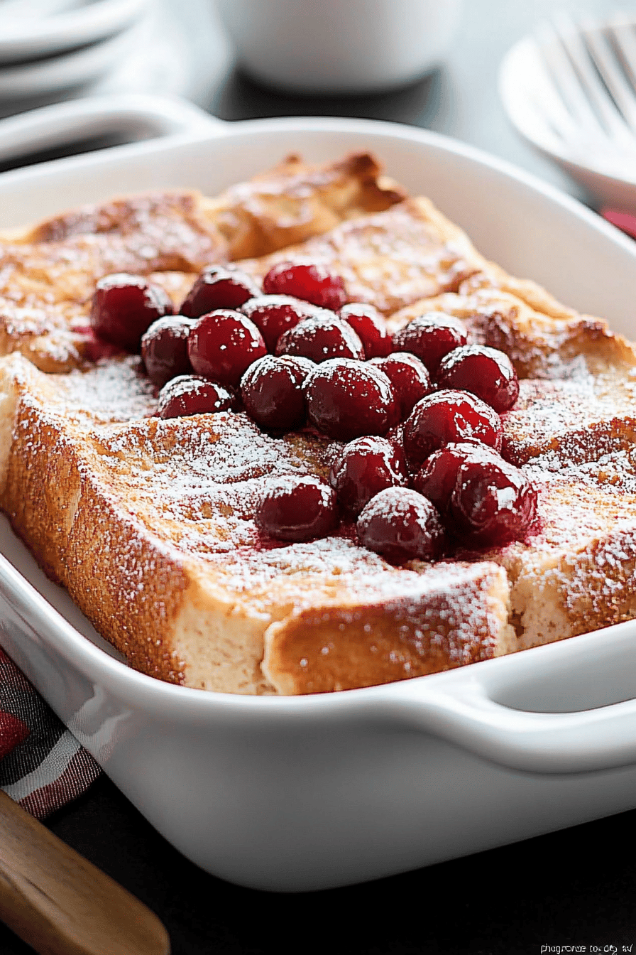 Cherry Cheesecake French Toast ingredients organized and measured on kitchen counter