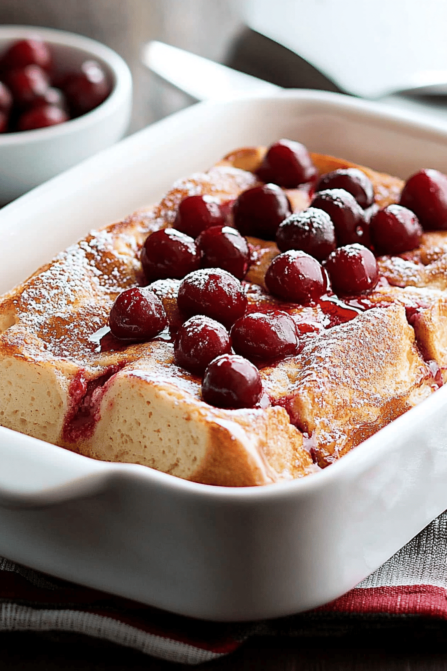 Cherry Cheesecake French Toast slice on plate showing perfect texture and swirl pattern