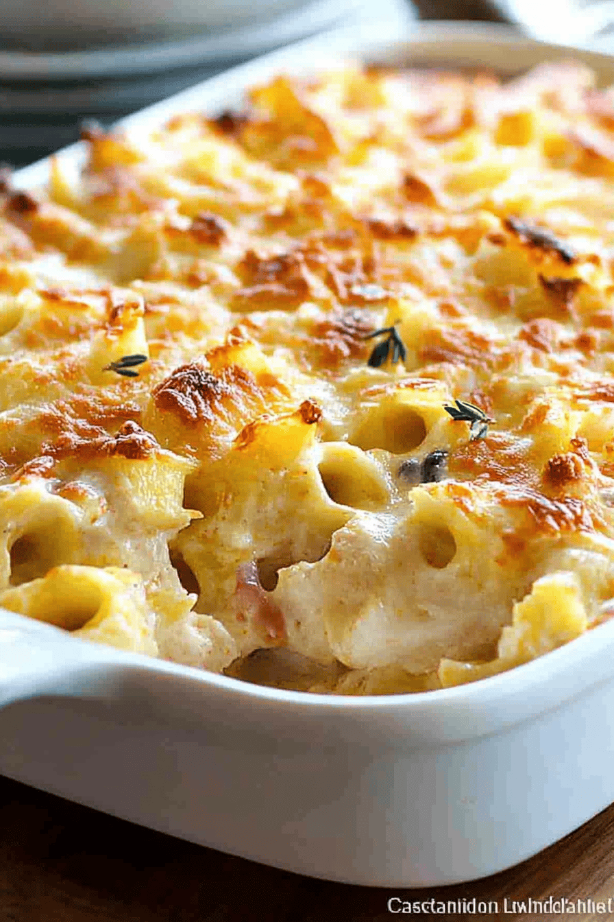 Chicken Cordon Bleu Casserole ingredients organized and measured on kitchen counter