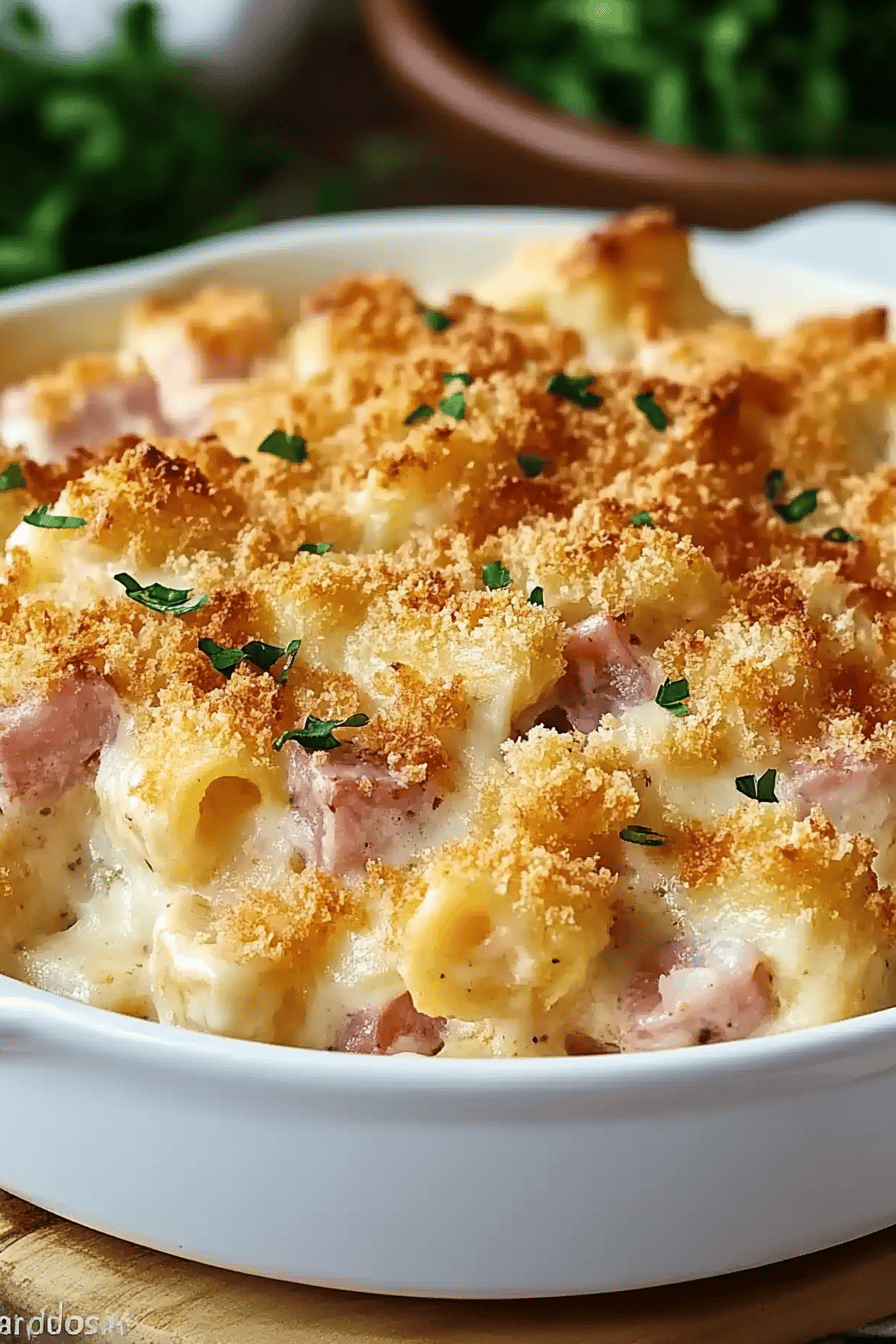 Chicken Cordon Bleu Casserole final dish beautifully presented and ready to serve