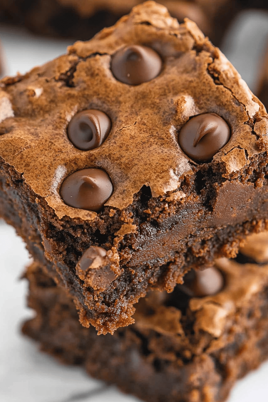 Chocolate Chip Brownies final dish beautifully presented and ready to serve