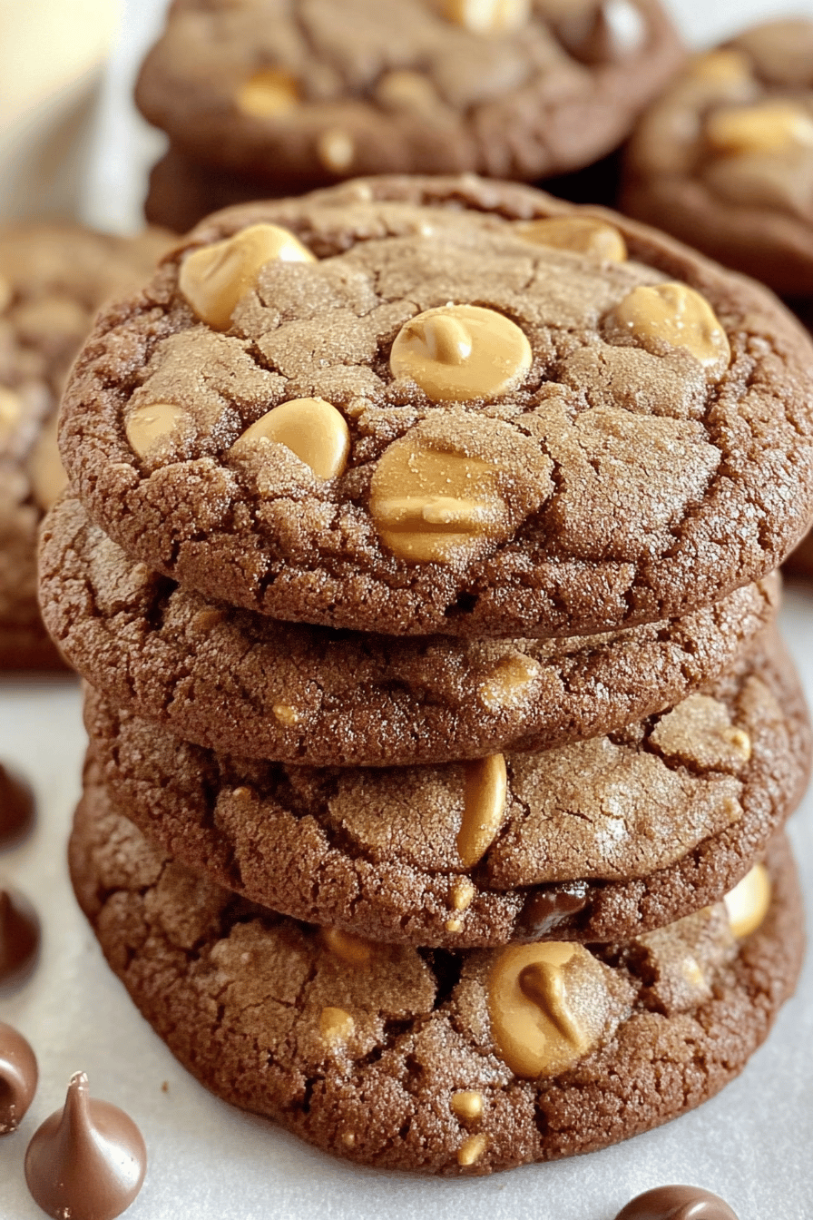 Chocolate Reese's Cookies slice on plate showing perfect texture and swirl pattern