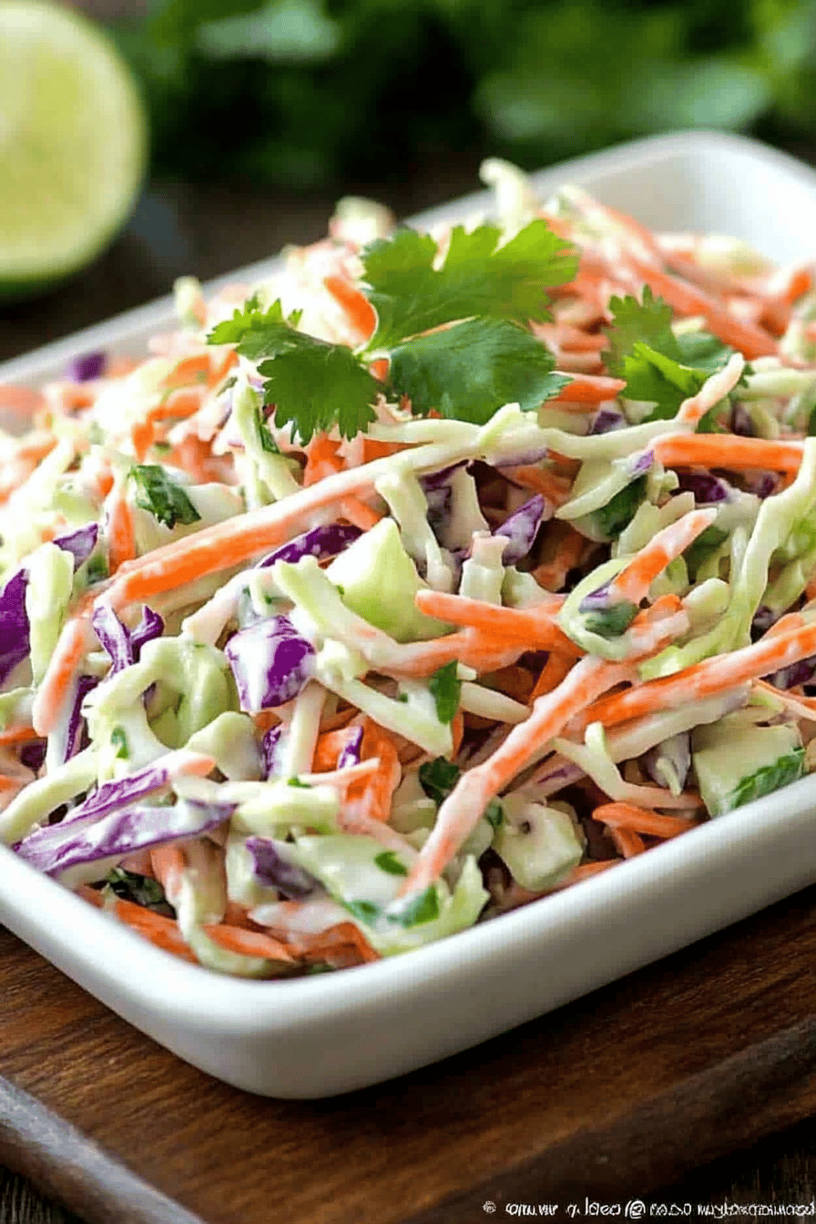 Cilantro Lime Coleslaw ingredients organized and measured on kitchen counter