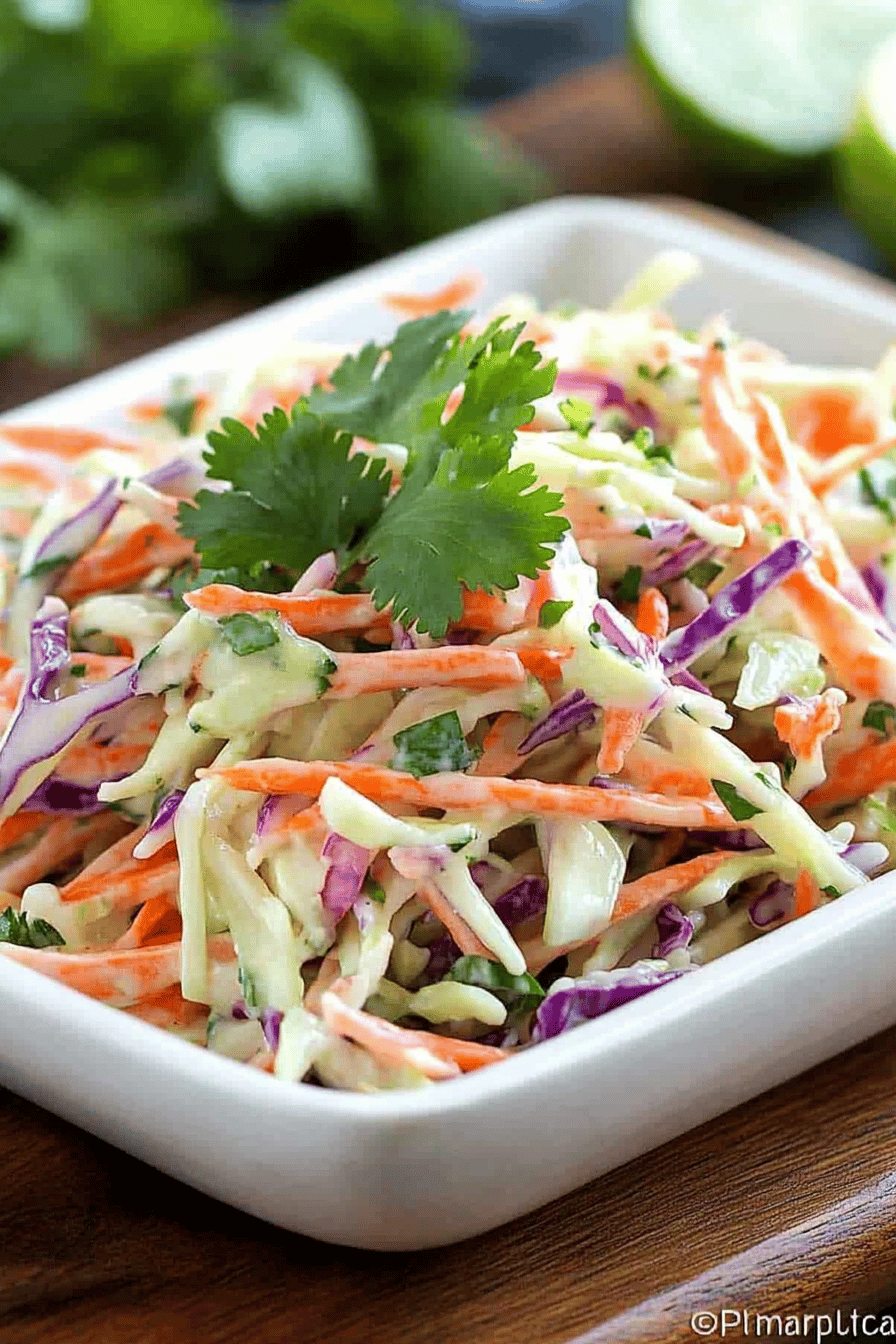 Cilantro Lime Coleslaw slice on plate showing perfect texture and swirl pattern