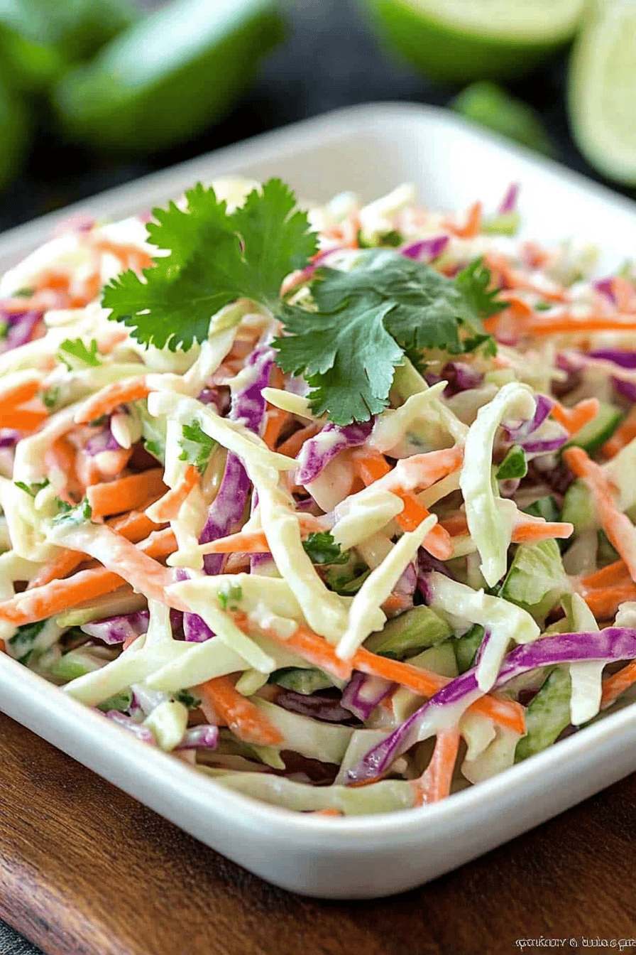 Cilantro Lime Coleslaw final dish beautifully presented and ready to serve
