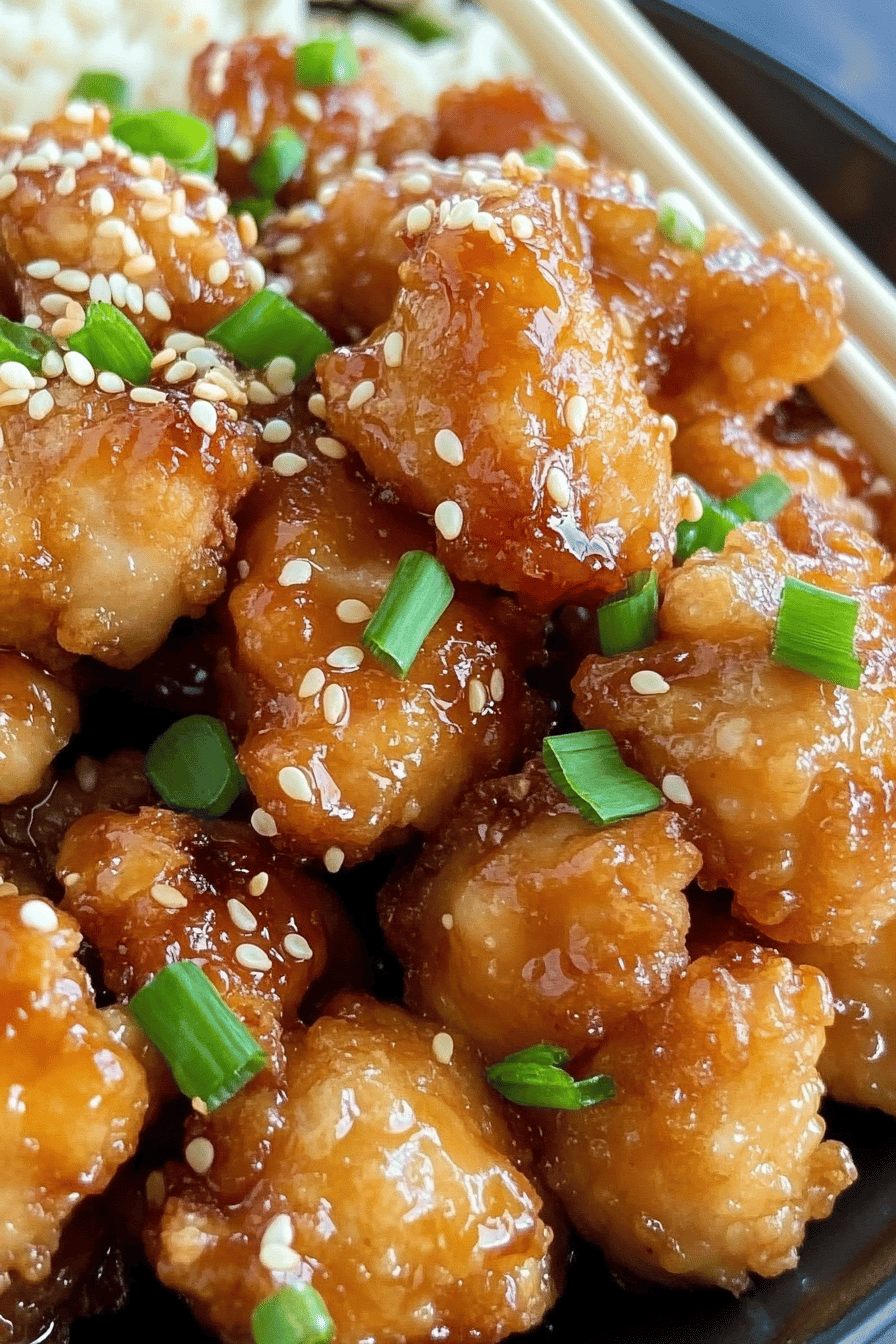 Crispy Honey Chicken slice on plate showing perfect texture and swirl pattern