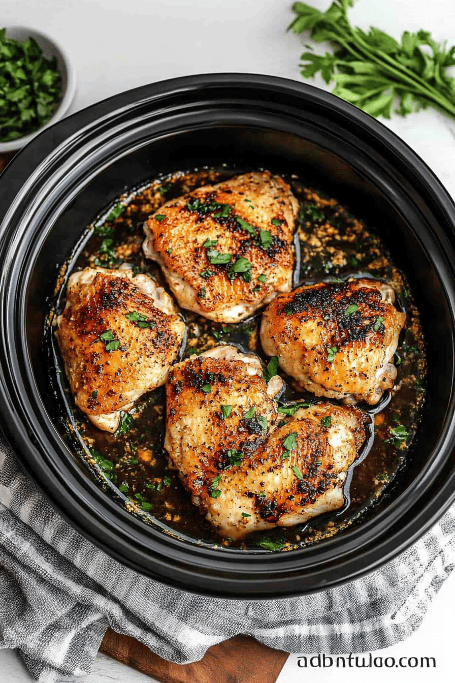 Crock Pot Chicken Thighs slice on plate showing perfect texture and swirl pattern
