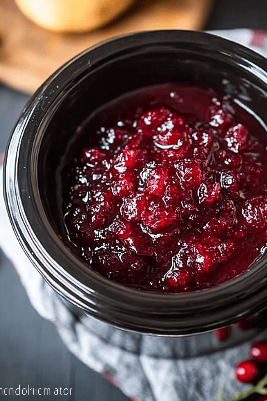Crockpot Cranberry Sauce final dish beautifully presented and ready to serve