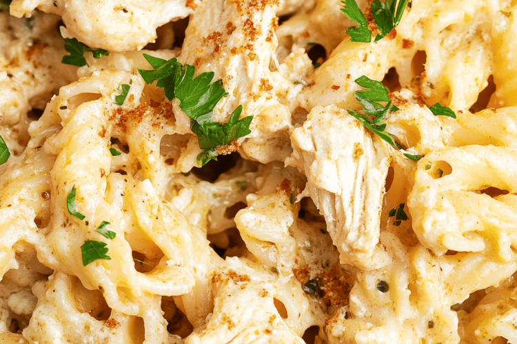 Crockpot Garlic Parmesan Chicken Pasta