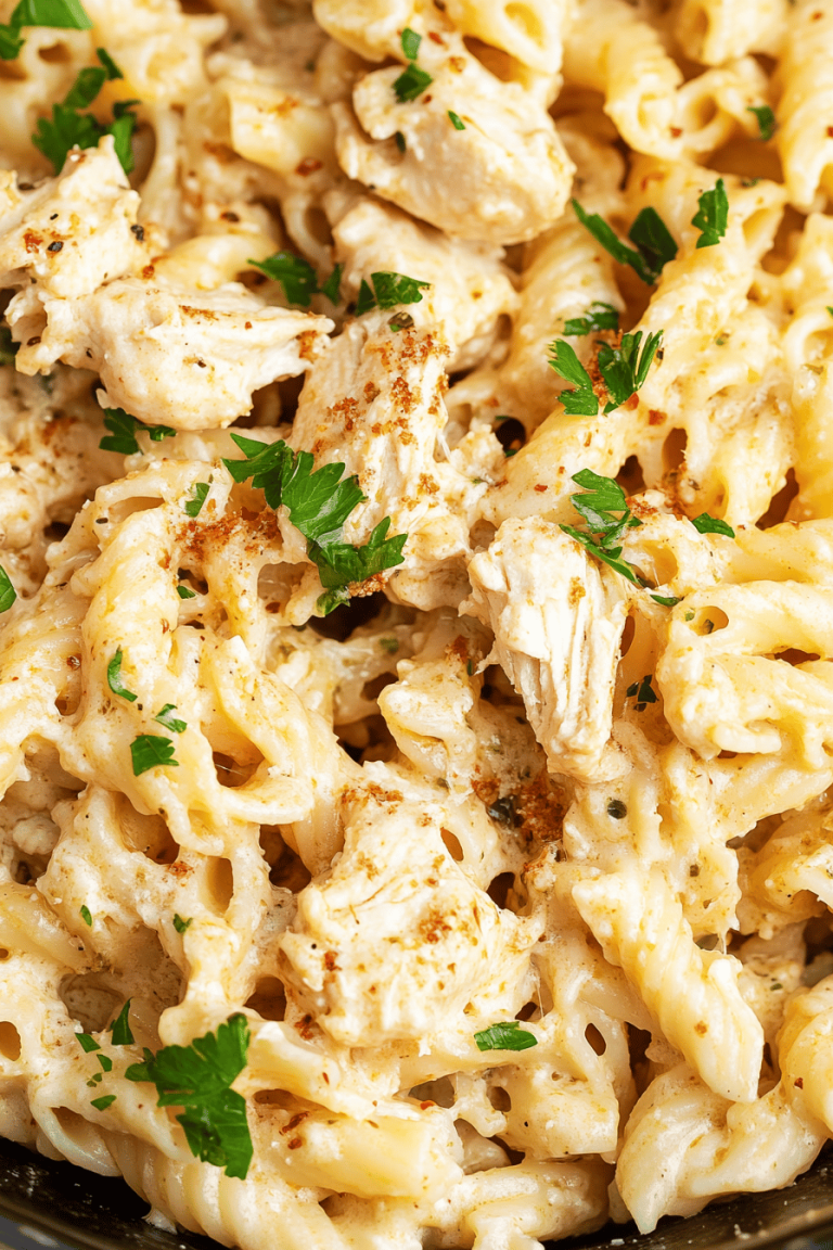 Crockpot Garlic Parmesan Chicken Pasta