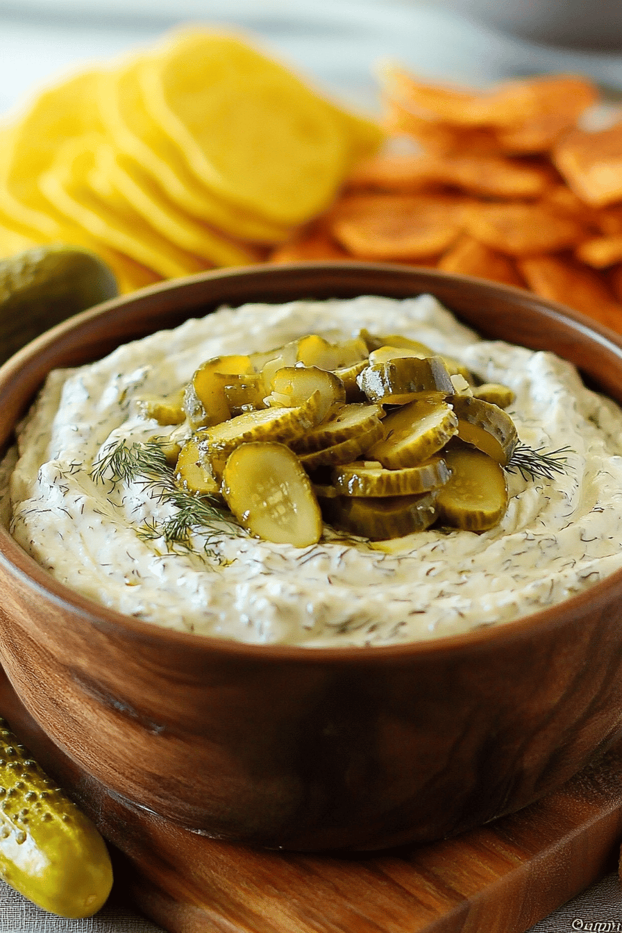Dill Pickle Dip final dish beautifully presented and ready to serve