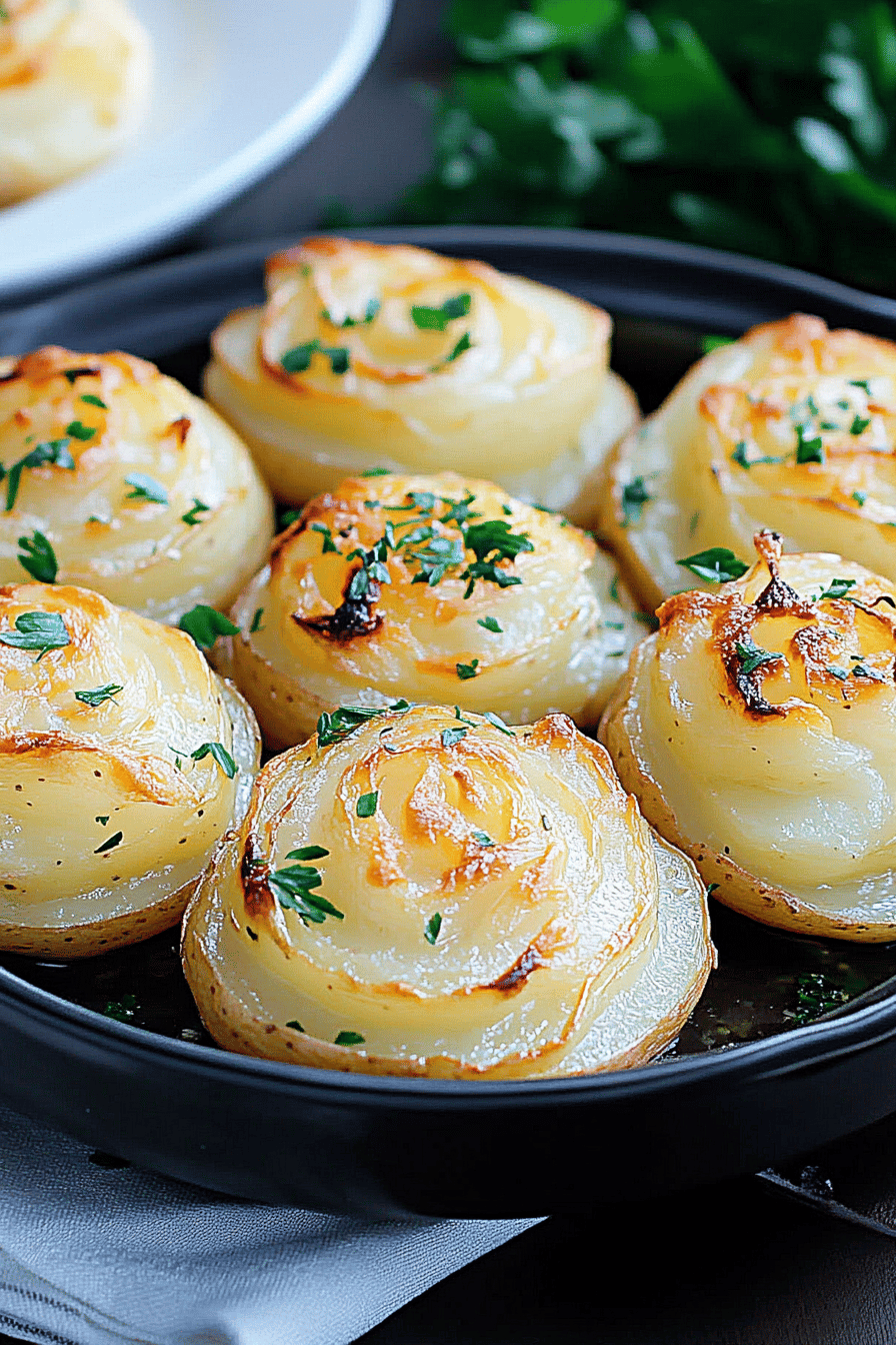 Duchess Potatoes slice on plate showing perfect texture and swirl pattern