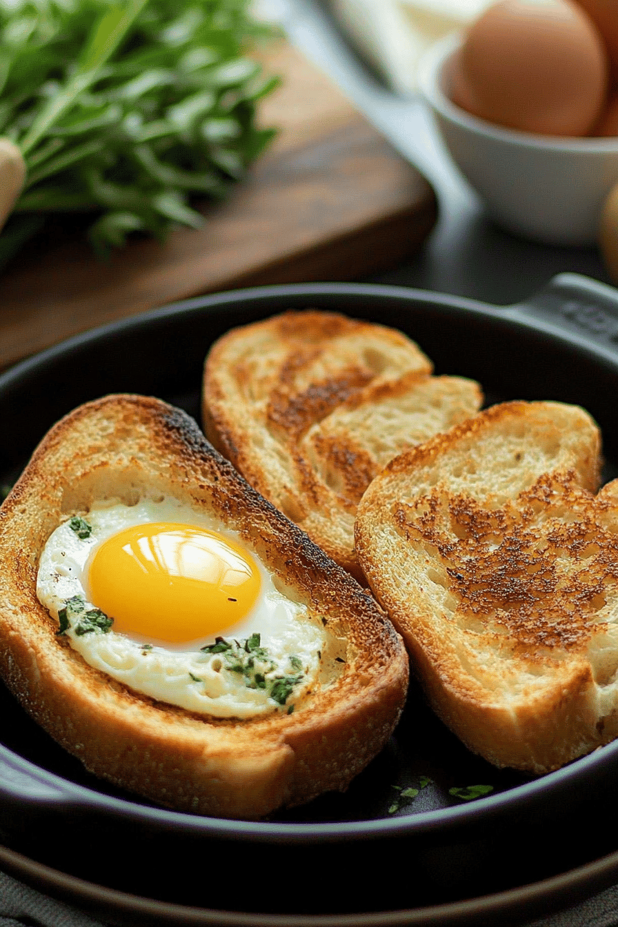 Egg in a Hole Recipe final dish beautifully presented and ready to serve