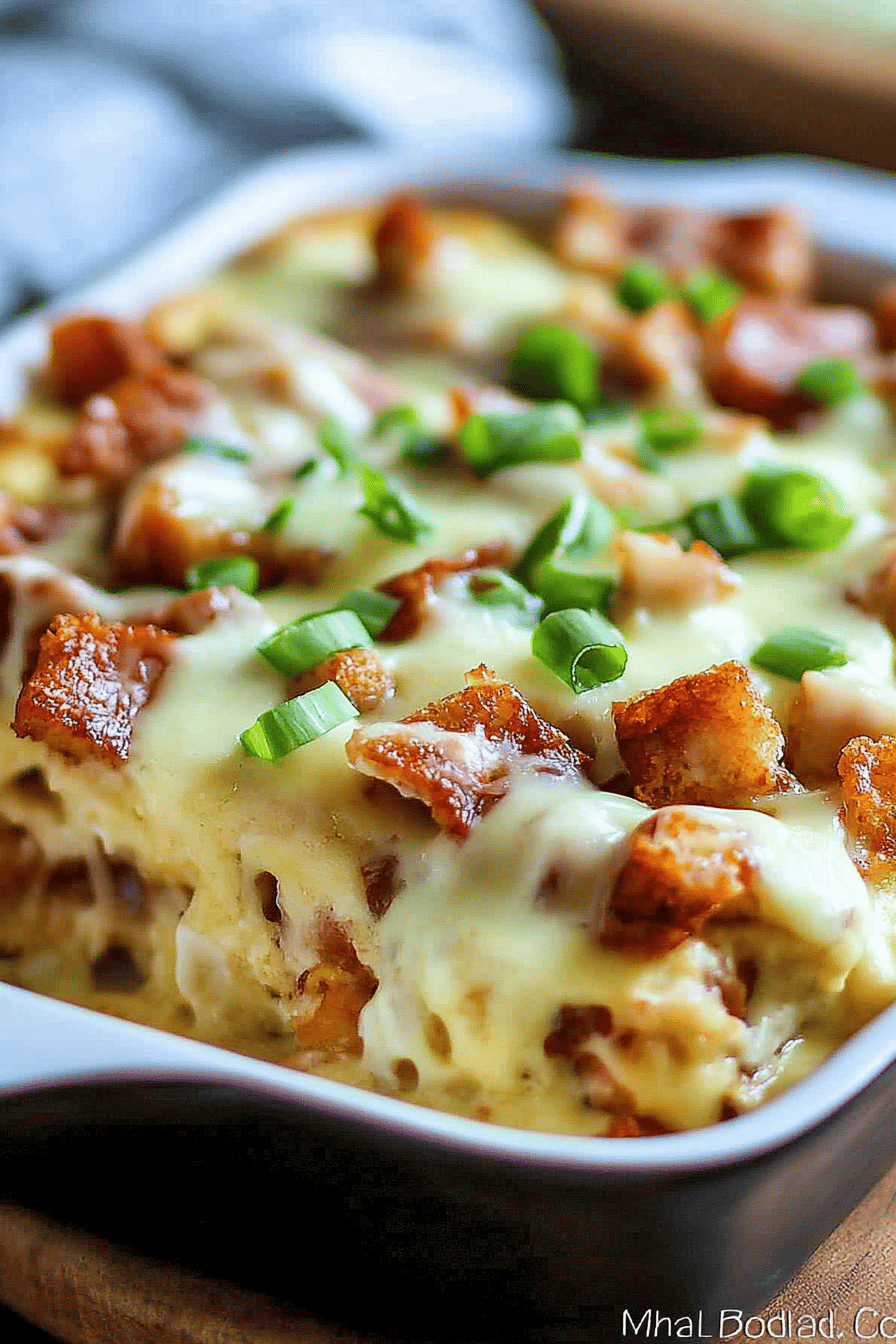 Eggs Benedict Casserole final dish beautifully presented and ready to serve