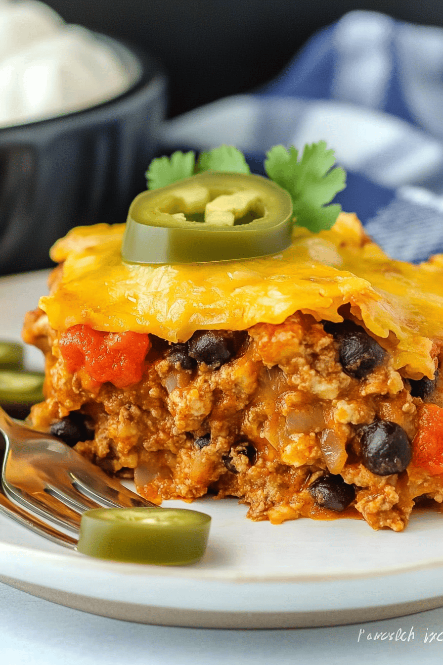 Enchilada Casserole Recipe ingredients organized and measured on kitchen counter