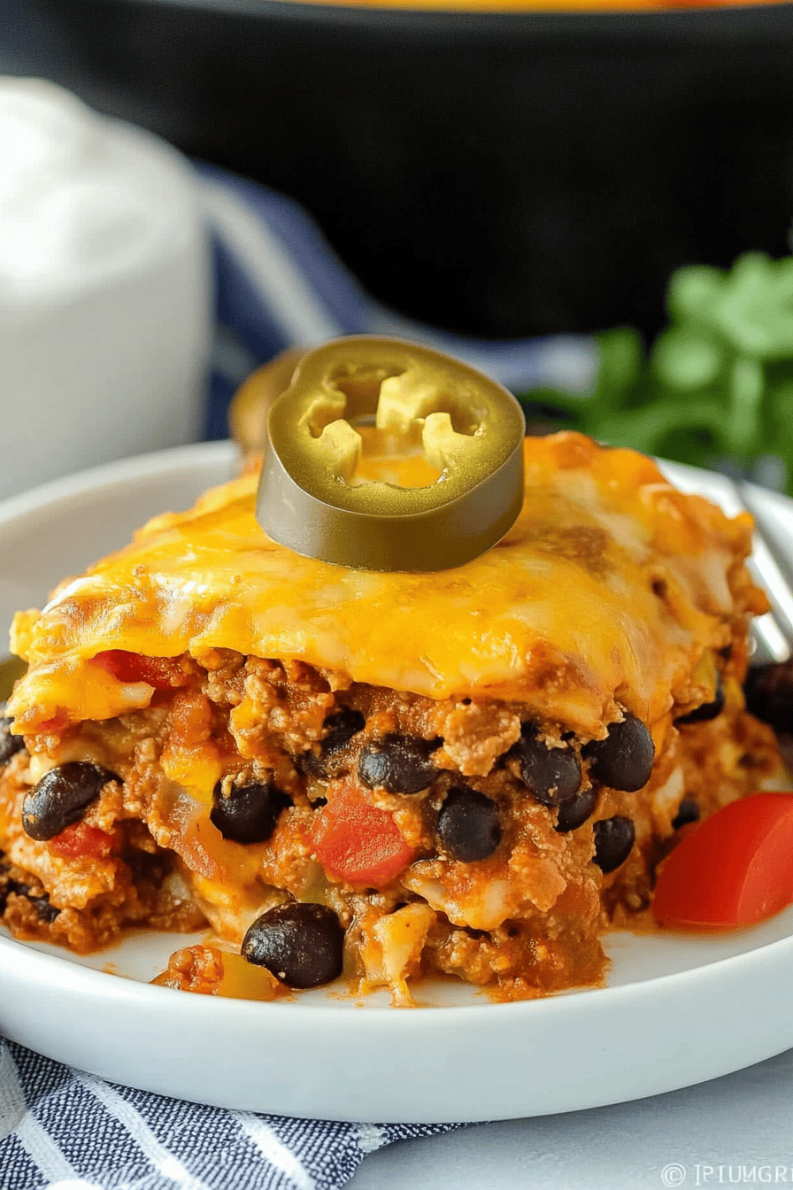 Enchilada Casserole Recipe final dish beautifully presented and ready to serve