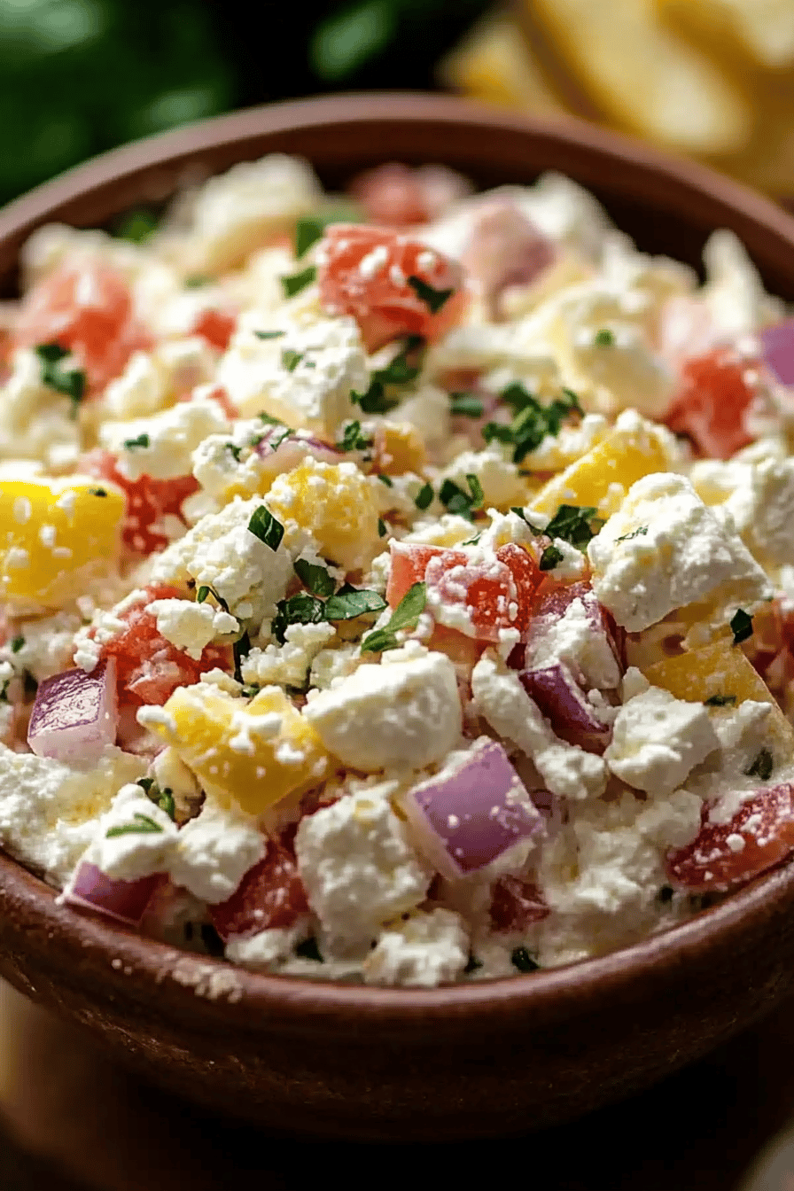 Feta Dip Recipe slice on plate showing perfect texture and swirl pattern