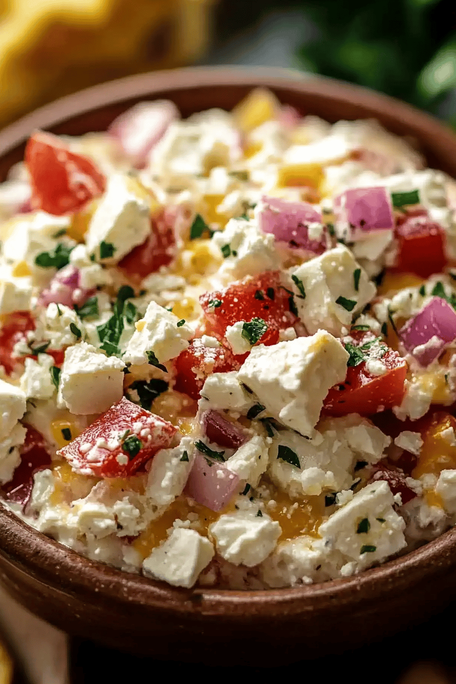Feta Dip Recipe slice on plate showing perfect texture and swirl pattern