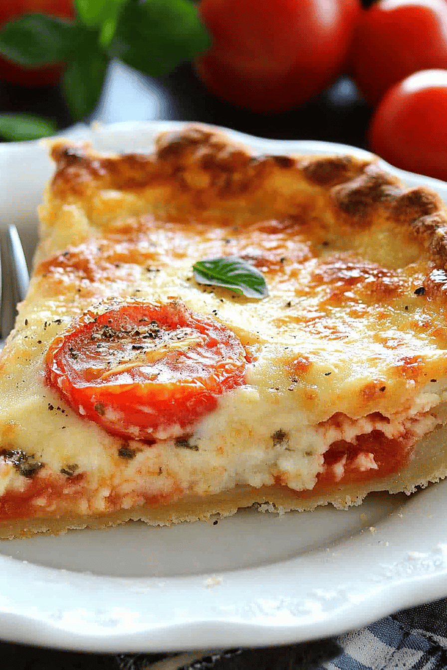 Four-Cheese Tomato Pie final dish beautifully presented and ready to serve