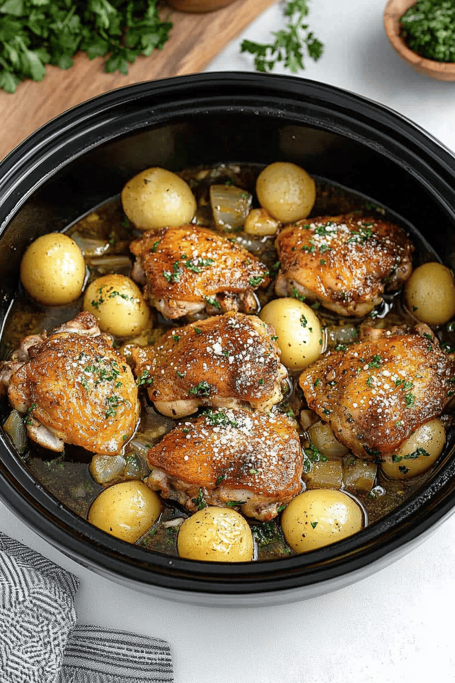 Garlic Parmesan Chicken Thighs slice on plate showing perfect texture and swirl pattern