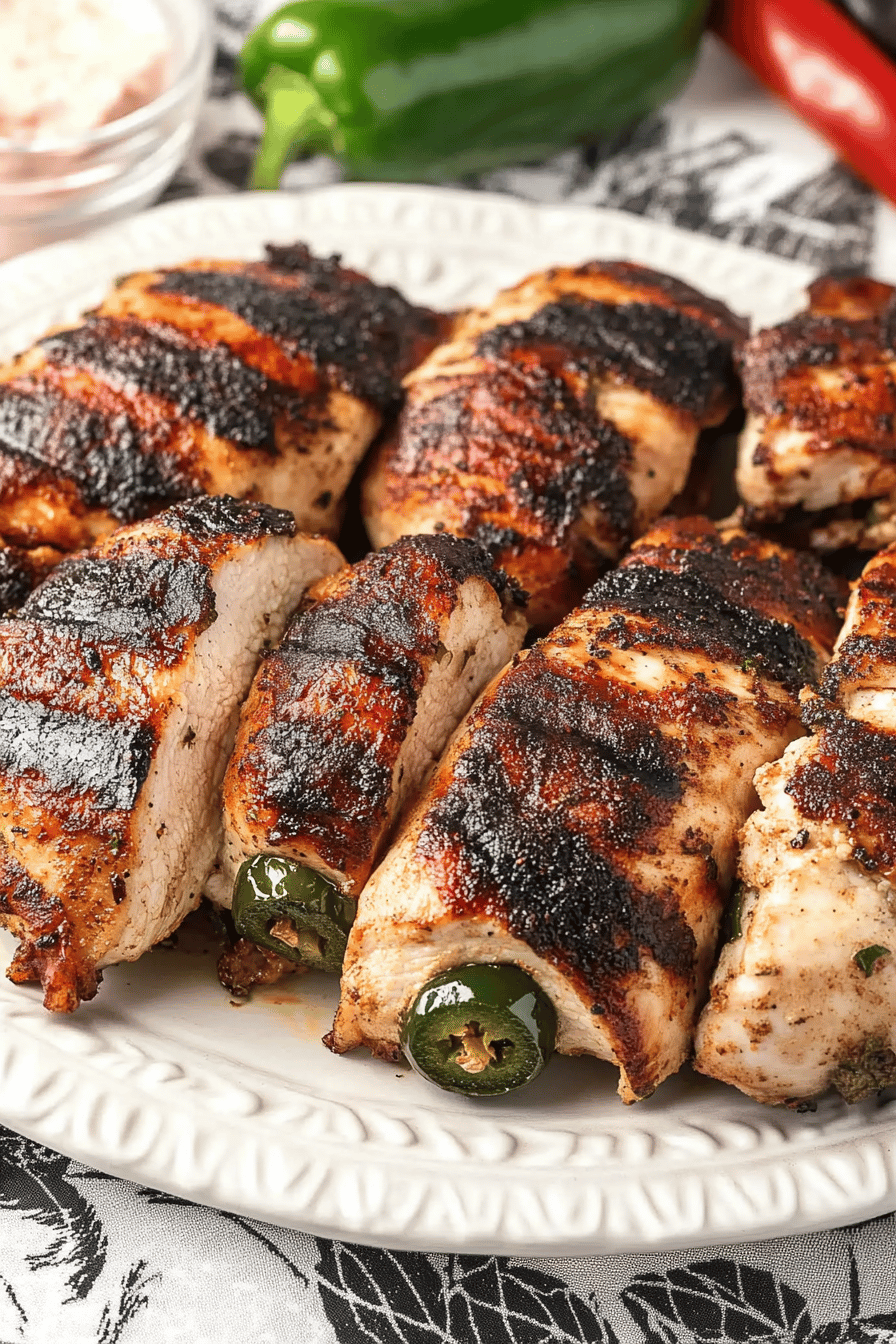 Grilled Jalapeno Popper Chicken final dish beautifully presented and ready to serve