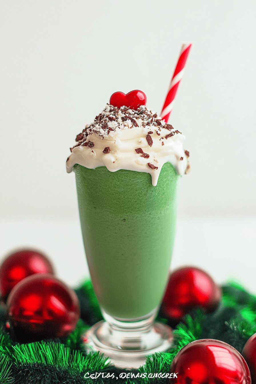 Grinch Milkshake Recipe ingredients organized and measured on kitchen counter