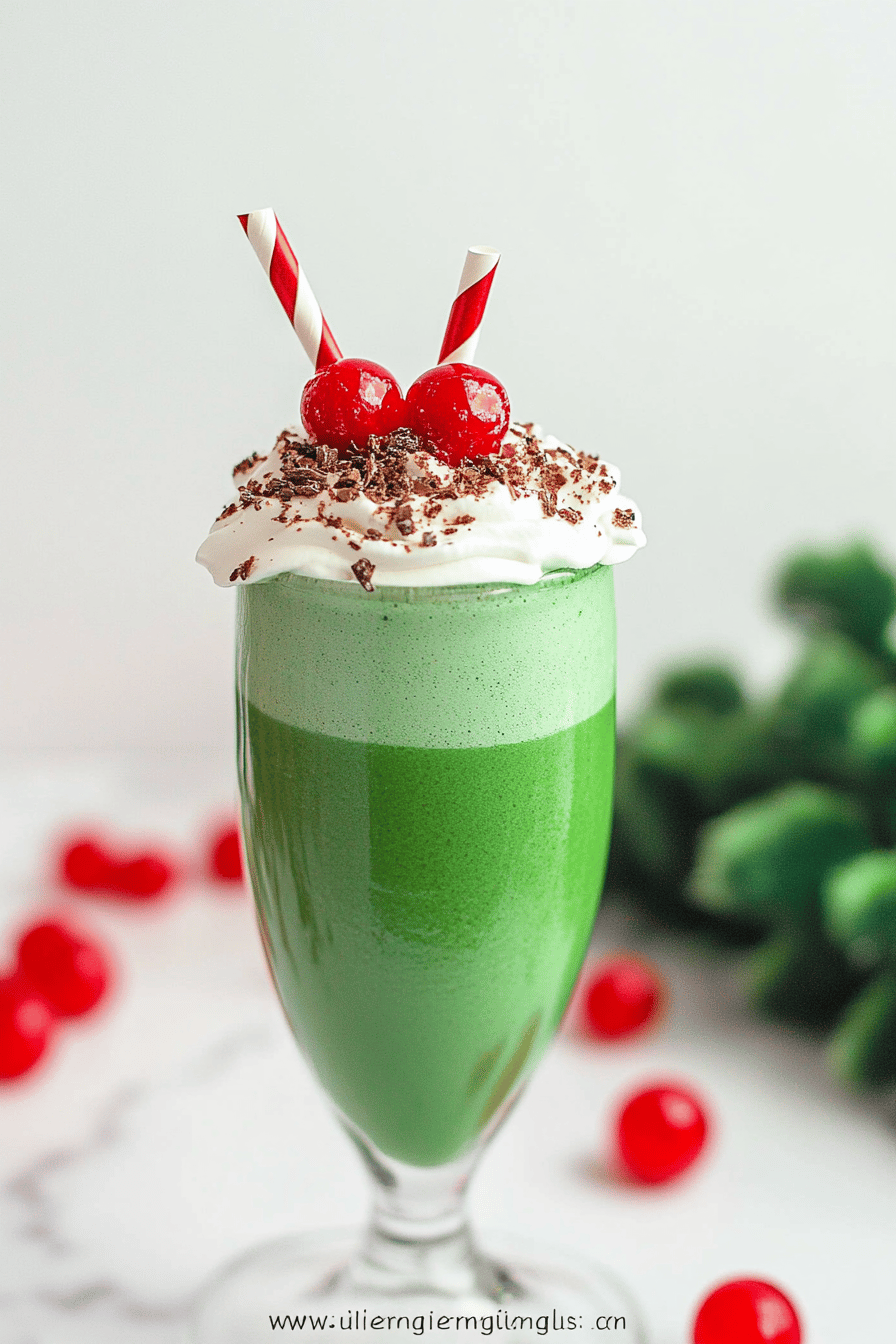 Grinch Milkshake Recipe slice on plate showing perfect texture and swirl pattern