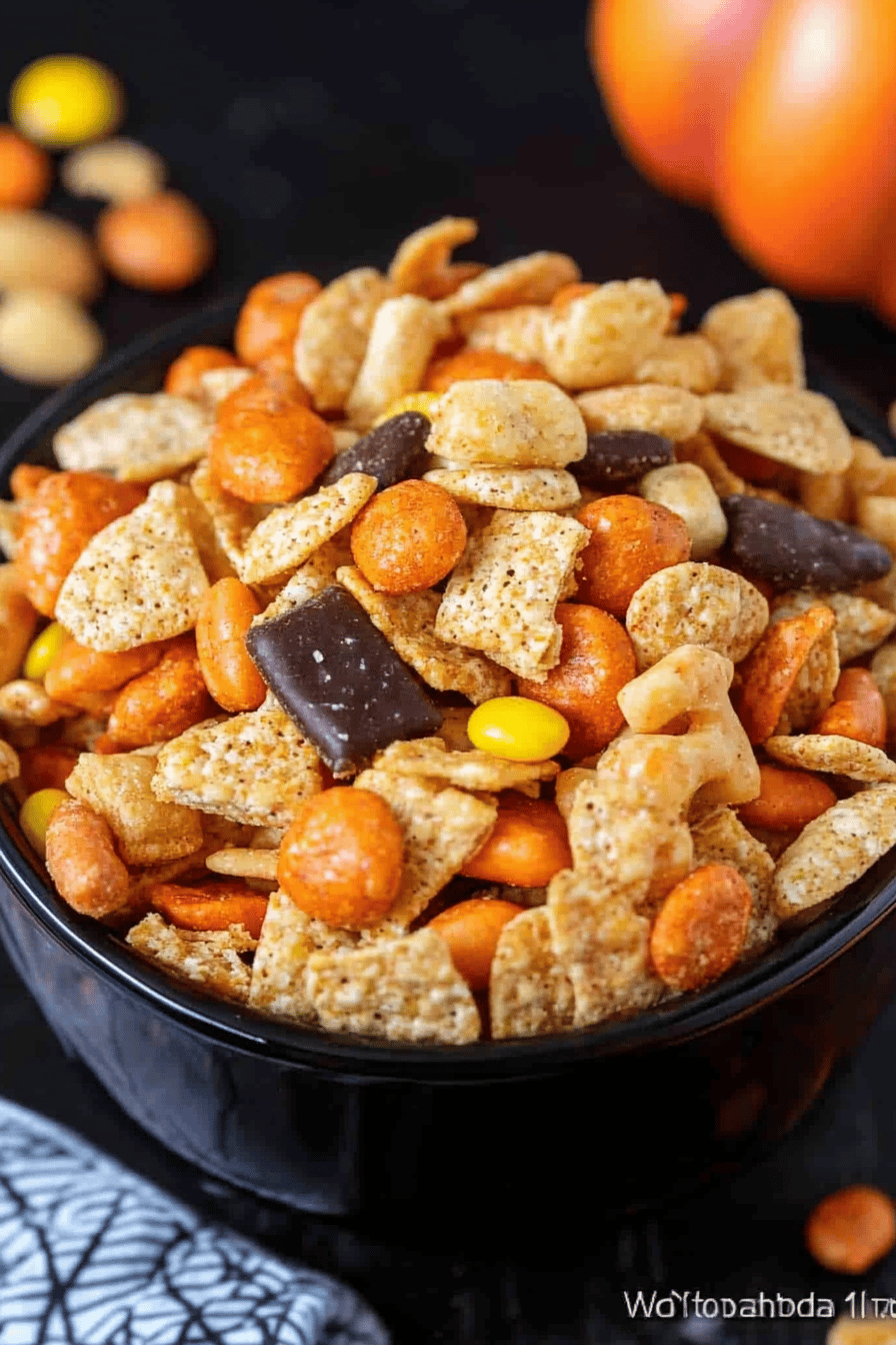 Halloween Snack Mix slice on plate showing perfect texture and swirl pattern