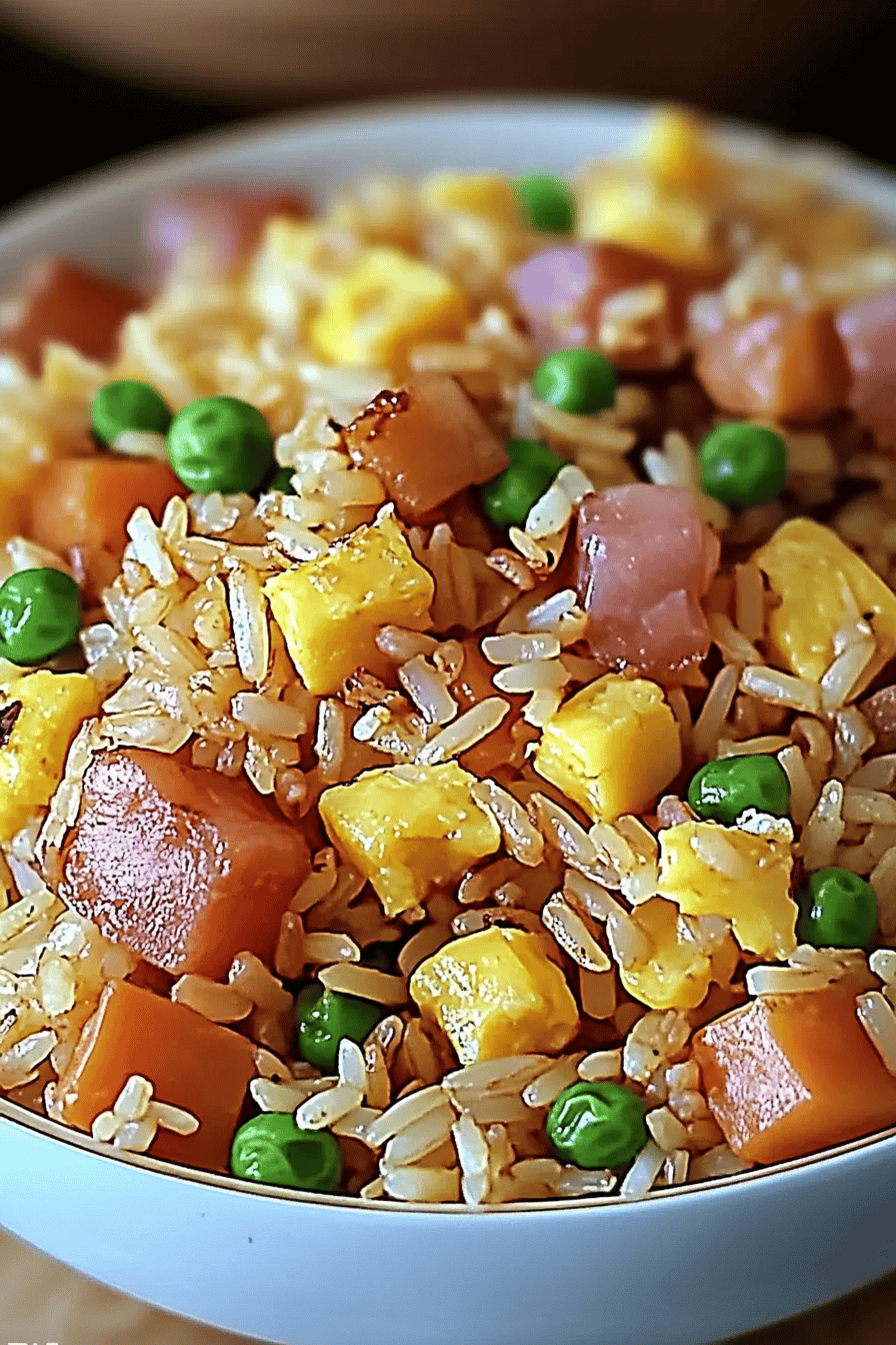 Hawaiian Fried Rice ingredients organized and measured on kitchen counter