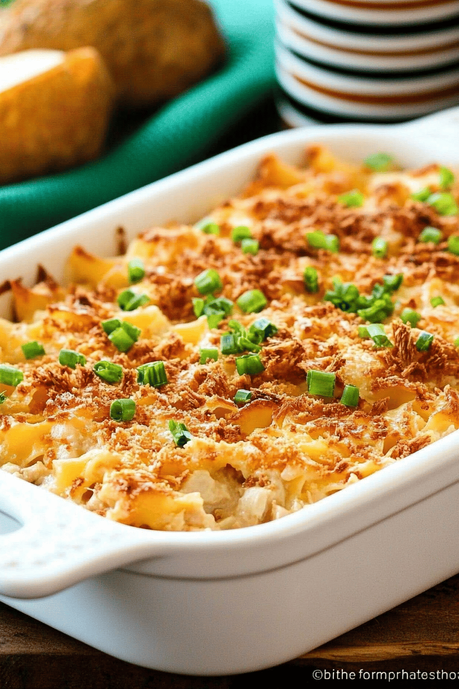 Homemade Tuna Noodle Casserole final dish beautifully presented and ready to serve