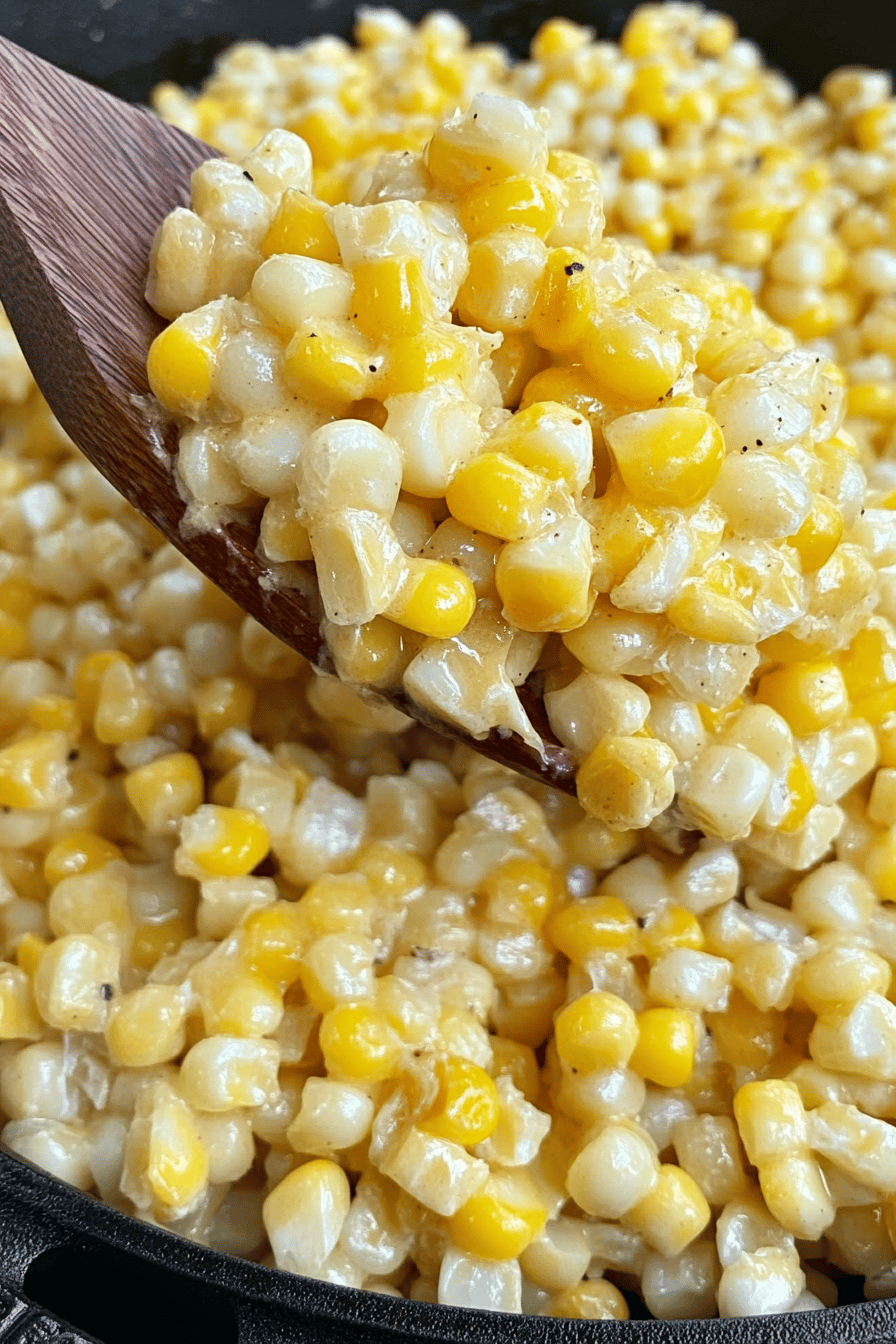 Honey Butter Skillet Corn slice on plate showing perfect texture and swirl pattern