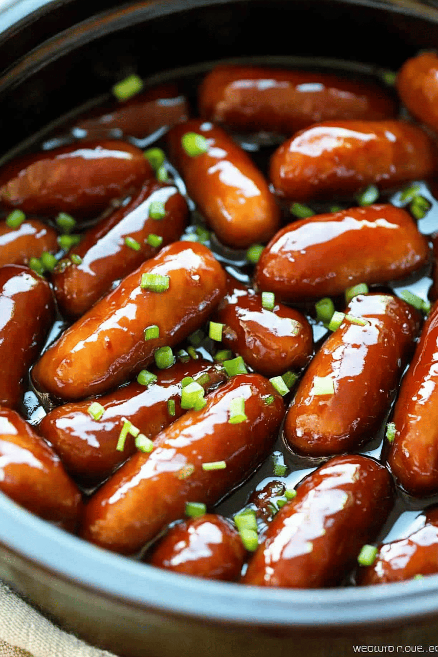 Honey Teriyaki Little Smokies slice on plate showing perfect texture and swirl pattern