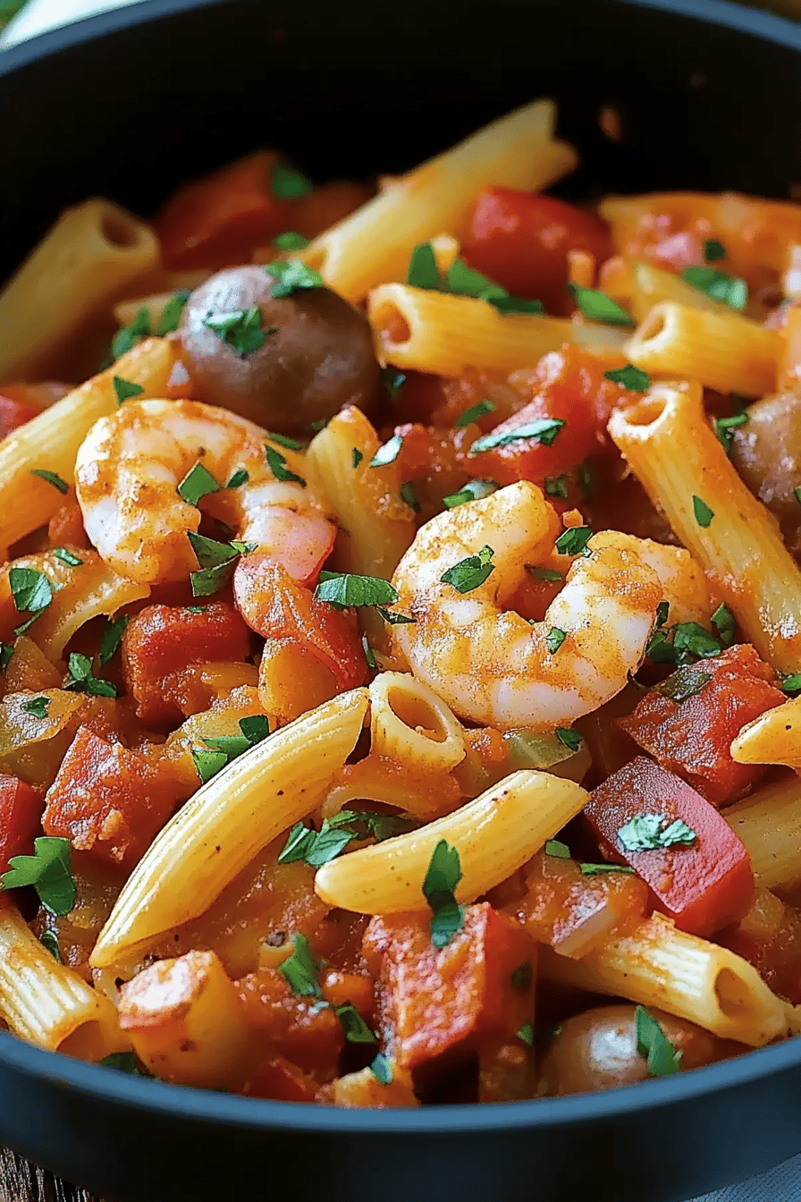 Jambalaya Pasta Recipe slice on plate showing perfect texture and swirl pattern
