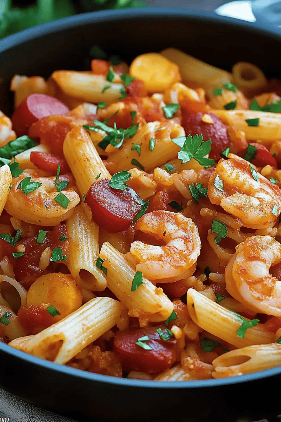 Jambalaya Pasta Recipe final dish beautifully presented and ready to serve