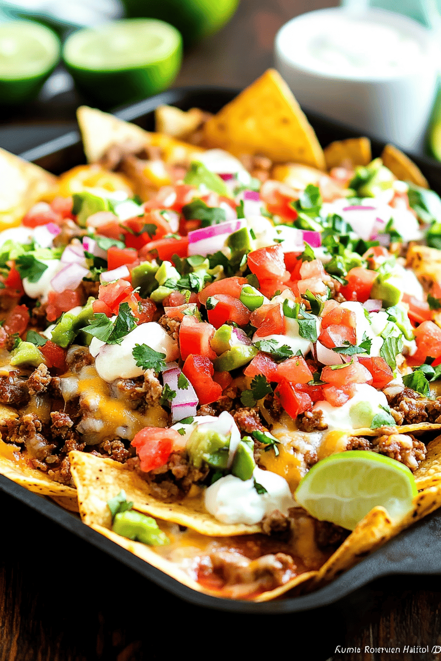 Loaded Nachos Supreme Recipe ingredients organized and measured on kitchen counter