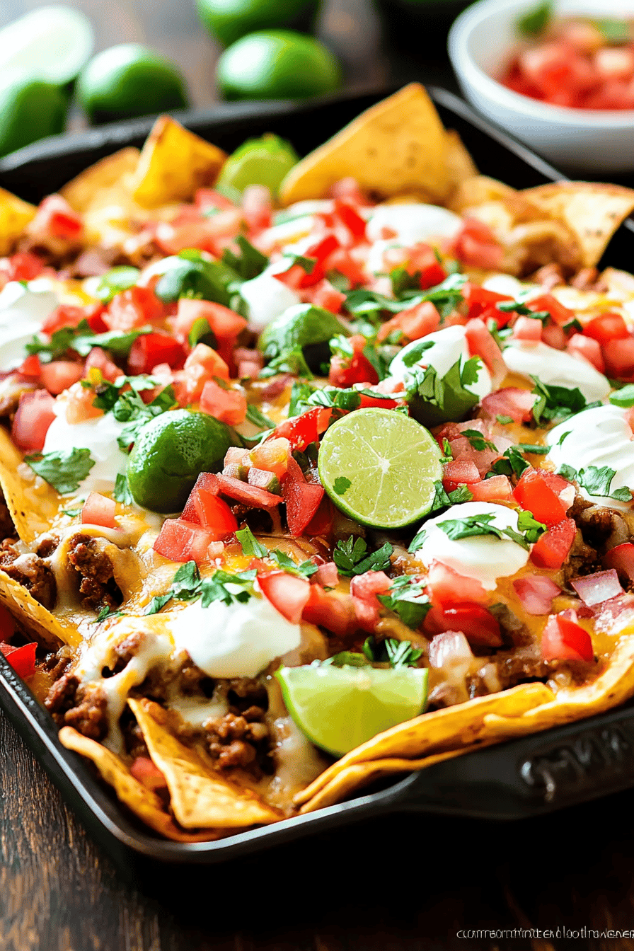 Loaded Nachos Supreme Recipe slice on plate showing perfect texture and swirl pattern