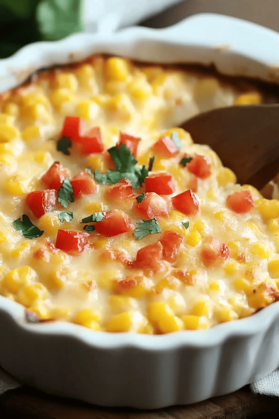 Mexican Corn Casserole final dish beautifully presented and ready to serve