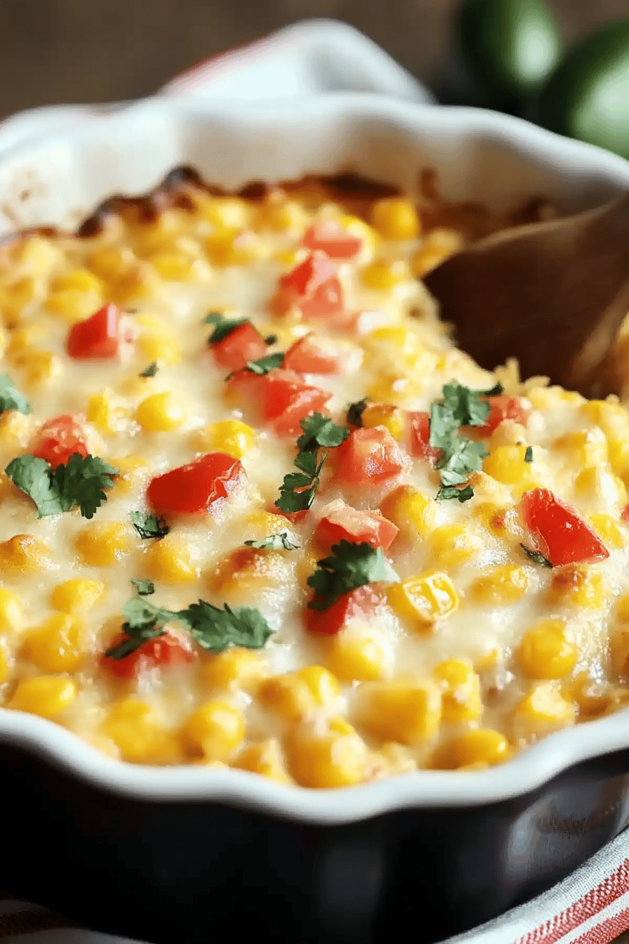 Mexican Corn Casserole final dish beautifully presented and ready to serve