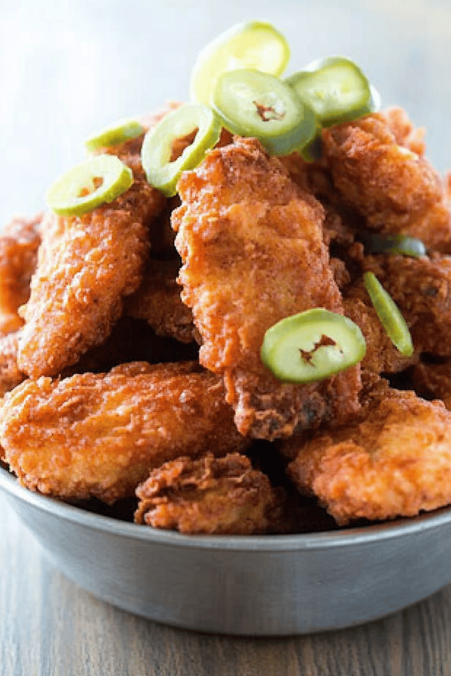 Nashville Hot Chicken Strips final dish beautifully presented and ready to serve