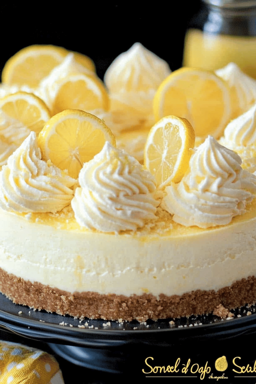 No-Bake Lemon Cheesecake slice on plate showing perfect texture and swirl pattern