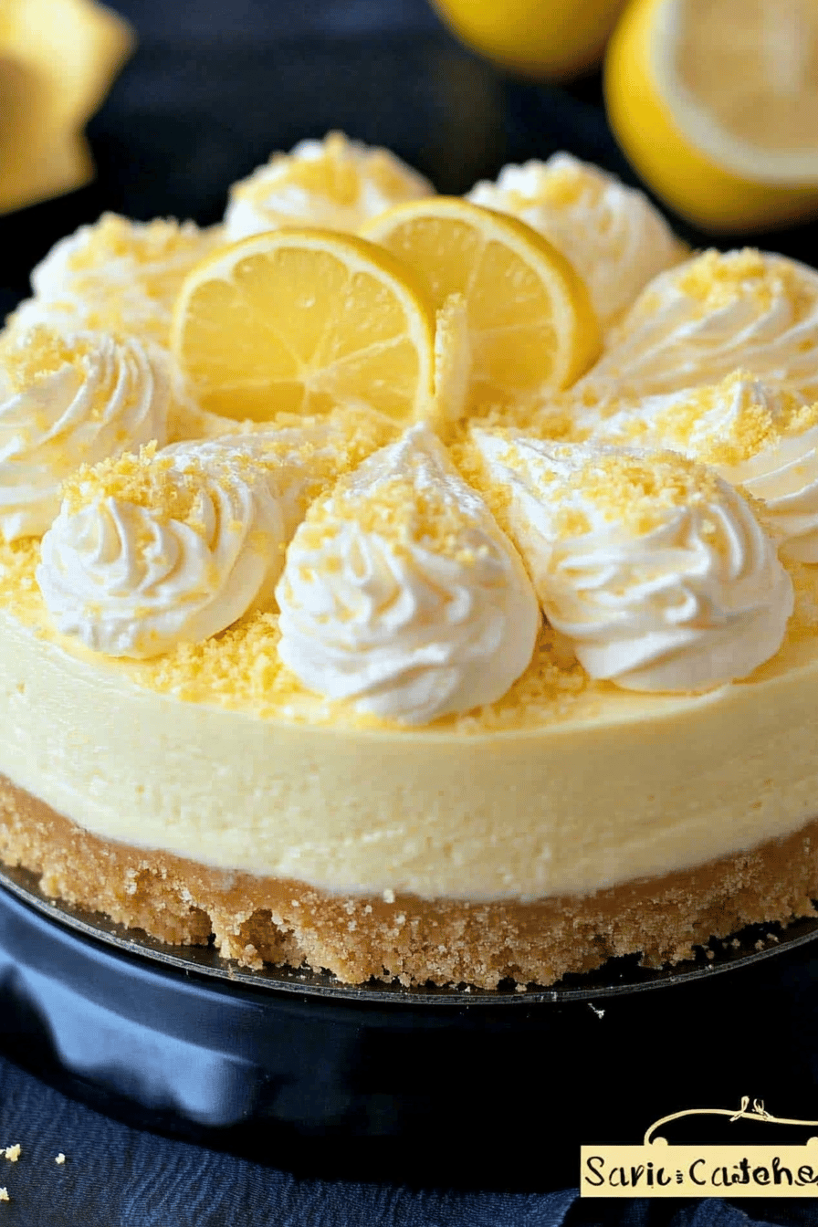 No-Bake Lemon Cheesecake final dish beautifully presented and ready to serve