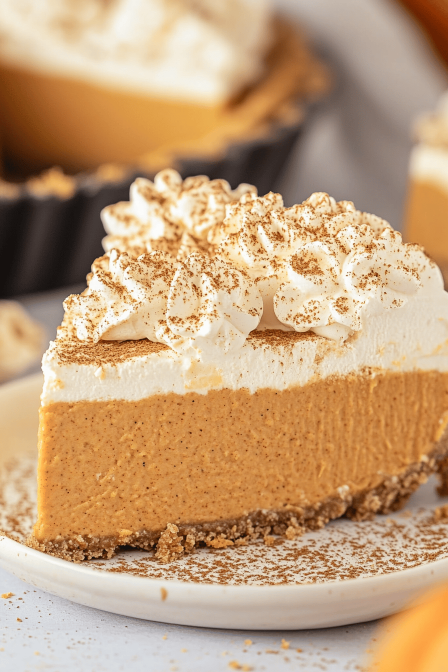 No-Bake Marshmallow Pumpkin Pie final dish beautifully presented and ready to serve