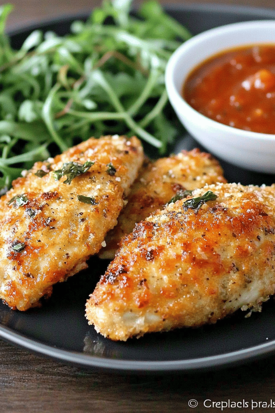 Oven-Fried Parmesan Chicken ingredients organized and measured on kitchen counter