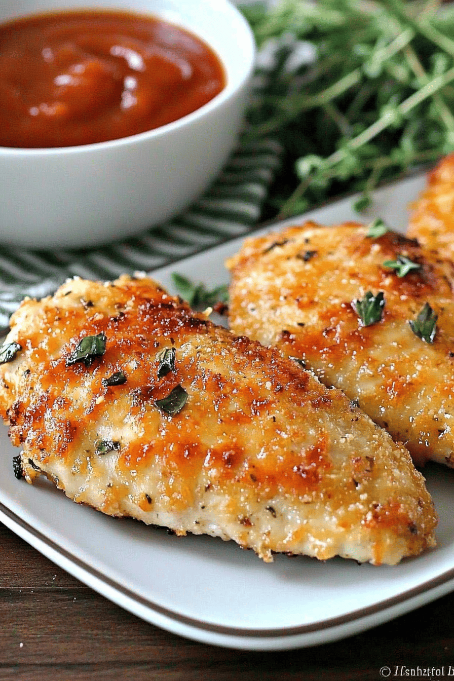 Oven-Fried Parmesan Chicken final dish beautifully presented and ready to serve