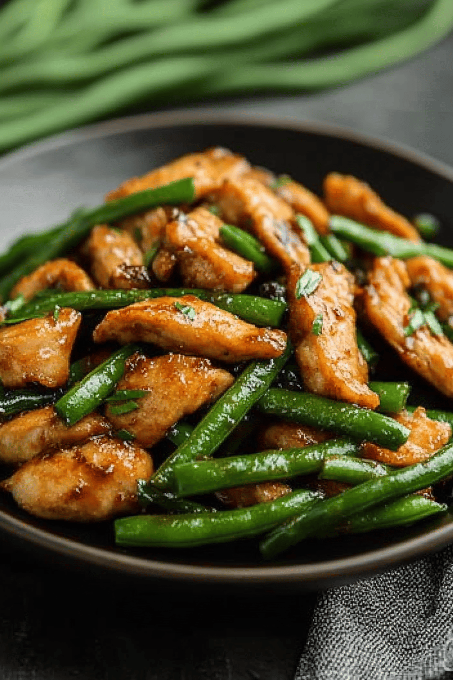 Panda Express String Bean Chicken Recipe slice on plate showing perfect texture and swirl pattern