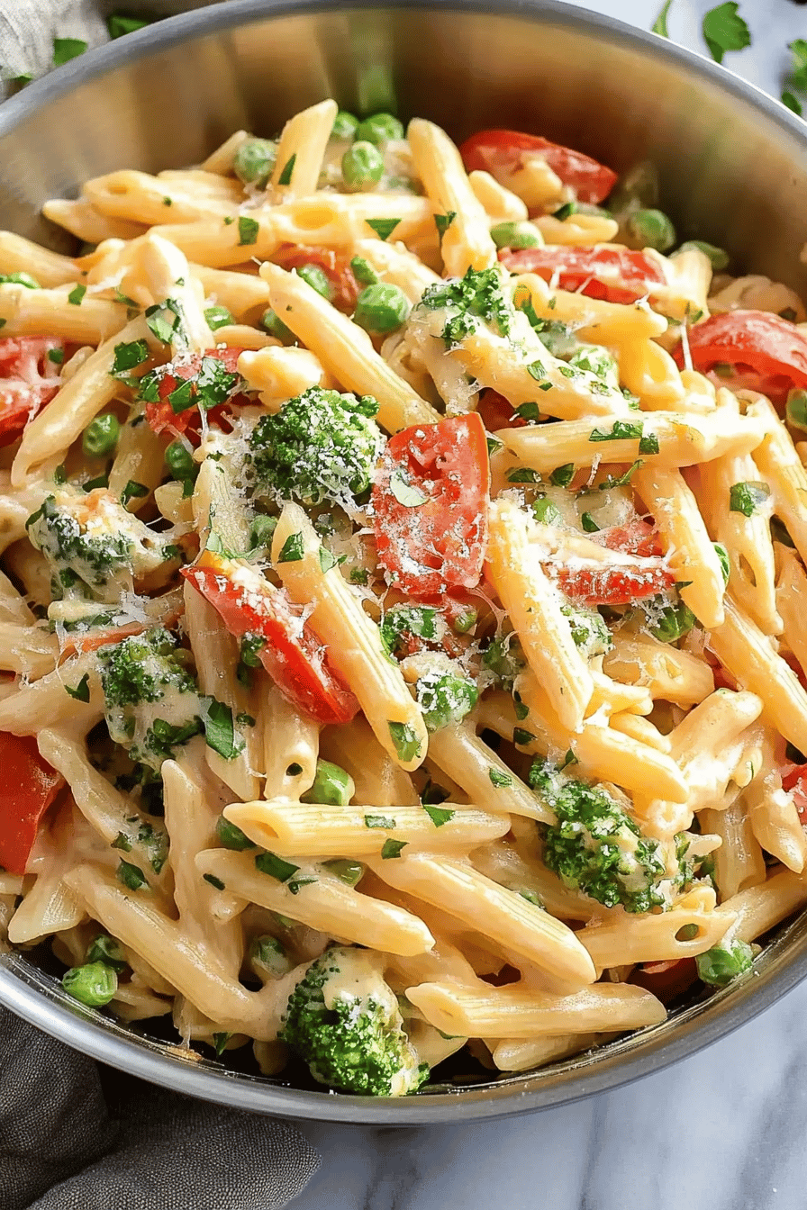 Pasta Primavera Recipe final dish beautifully presented and ready to serve